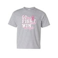 thumbnail image 1 of Tee Hunt Go Fight Hard Win The Fight Youth T-Shirt Ribbon Cancer Cure Kids Tee, Gray, X-Large, 1 of 5