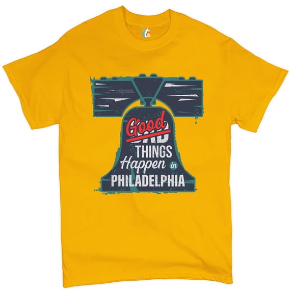 Tee Hunt Good Things Happen in Philadelphia T-Shirt Presidential Debate Men's Tee, Yellow, Large