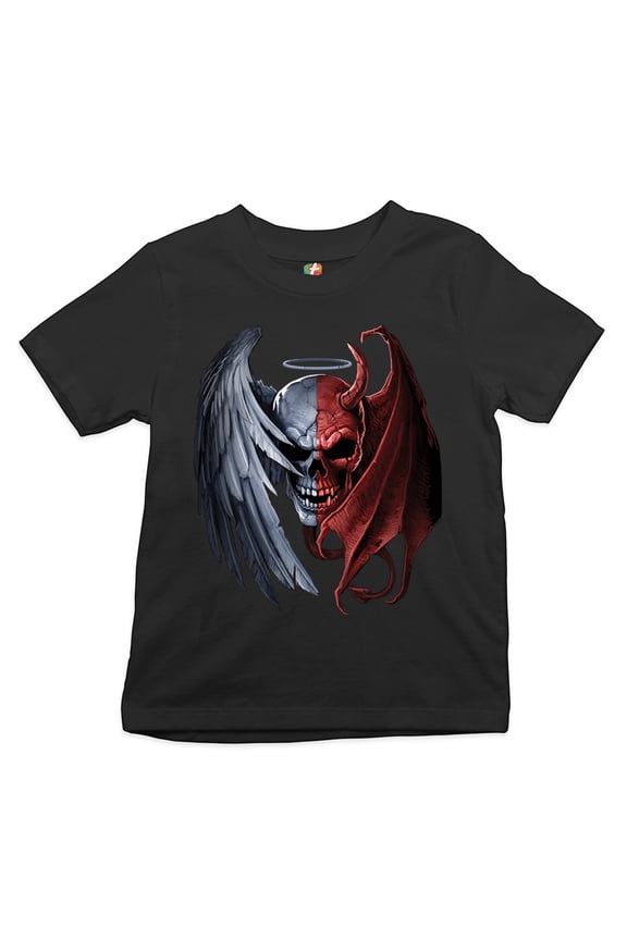 Gothic Demon Angel Skull Kid's T-Shirt Horror Nightmare Halloween Boys Girls Tee