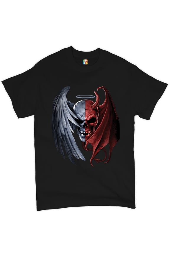 Gothic Demon Angel Skull T-Shirt Horror Nightmare Halloween Men's Novelty Shirt