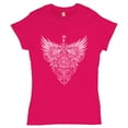 thumbnail image 1 of Tee Hunt Gothic Firefighter Emblem T-Shirt Courage Honor Sacrifice Women's T-Shirt Tee, Pink, Large, 1 of 5