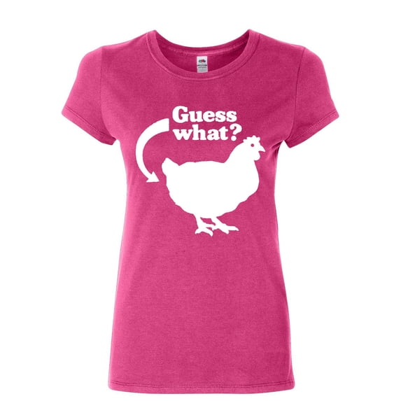 Tee Hunt Guess What? Chicken Butt Women's T-Shirt Funny Ironic Offensive Humor Shirt, Pink, XX-Large