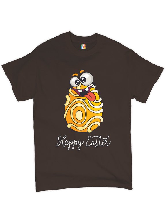 Happy Easter Crazy Egg T-shirt Egg Tapping Religious Holiday Men's Tee, Brown, Large