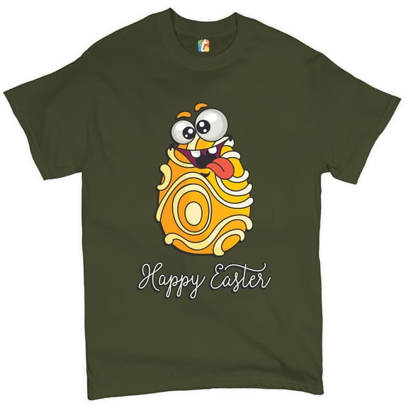 Tee Hunt Happy Easter Crazy Egg T-shirt Egg Tapping Religious Holiday Men's Tee, Military Green, 3X-Large
