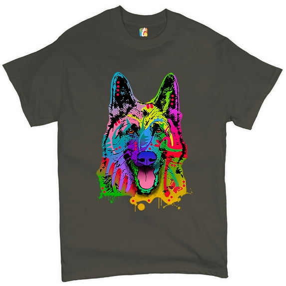 Tee Hunt Happy German Shepherd T-Shirt Andy Maxx Dog Men's Tee, Charcoal, 3X-Large