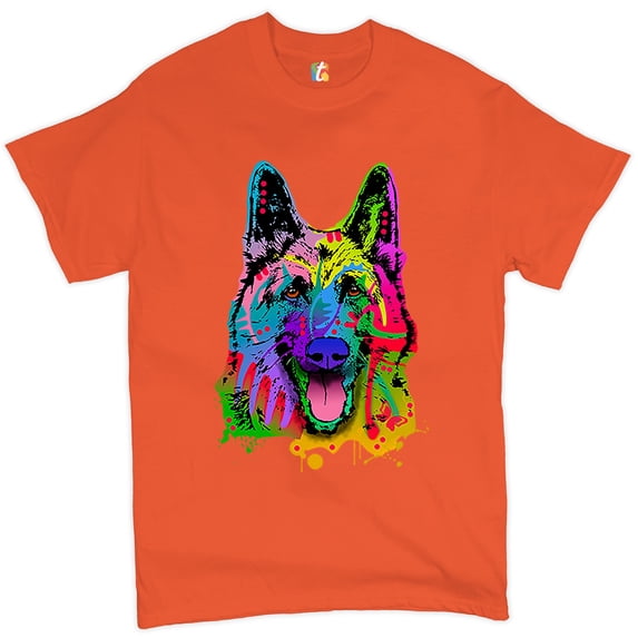 Tee Hunt Happy German Shepherd T-Shirt Andy Maxx Dog Men's Tee, Orange, XX-Large