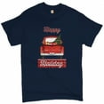 thumbnail image 1 of Tee Hunt Happy Holiday T-Shirt Merry Christmas Truck Santa Claus Xmas Men's Tee, Navy Blue, X-Large, 1 of 5