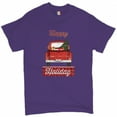 thumbnail image 1 of Tee Hunt Happy Holiday T-Shirt Merry Christmas Truck Santa Claus Xmas Men's Tee, Purple, Medium, 1 of 5