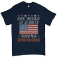 thumbnail image 1 of Tee Hunt Have Yourself an American Christmas T-Shirt Ugly Sweater Patriotic Men's Tee, Navy Blue, XX-Large, 1 of 5