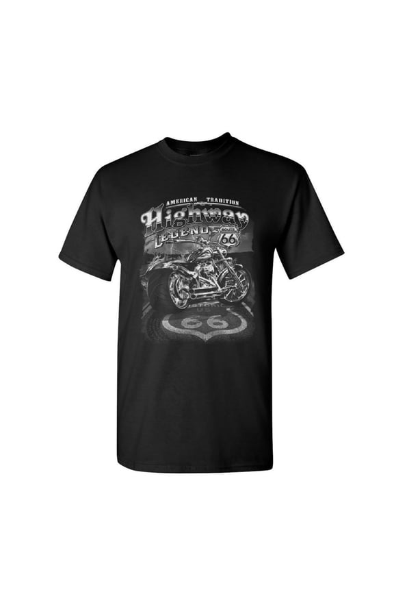 Highway Legend Route 66 T-Shirt Biker American Tradition Chopper Mens Shirt