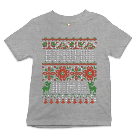 Tee Hunt Ho-Ho-Ho Homie Youth T-Shirt Ugly Sweater Friendship Merry Christmas Kids, Gray, Large