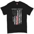 thumbnail image 1 of Tee Hunt Honor & Respect Thin Line T-Shirt Firefighter American Flag Men's Tee, 1 of 5