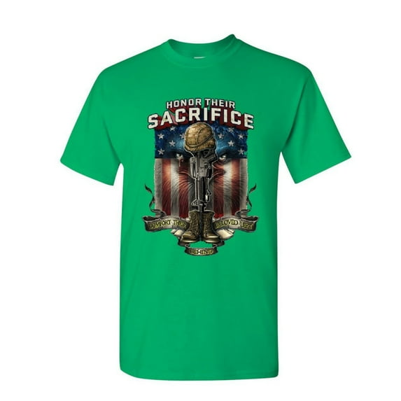 Tee Hunt Honor Their Sacrifice T-Shirt POW MIA Military Remembrance Army Shirt, Green, Medium