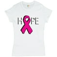 thumbnail image 1 of Tee Hunt Hope Breast Cancer Awareness Ribbon Cotton T-Shirt, White, 3X-Large, 1 of 5