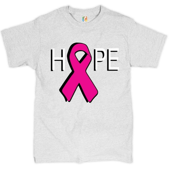 Tee Hunt Hope Breast Cancer Awareness Ribbon T-Shirt, Ash Gray, 3X-Large