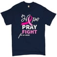 thumbnail image 1 of Tee Hunt Hope Pray Fight for a Cure T-Shirt Cancer Awareness Ribbon Men's Tee, Navy Blue, Large, 1 of 5