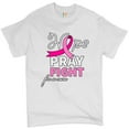 thumbnail image 1 of Tee Hunt Hope Pray Fight for a Cure T-Shirt Cancer Awareness Ribbon Men's Tee, White, Small, 1 of 5