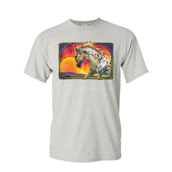 Tee Hunt Horse Prancing in Sunset T-Shirt Animal Wildlife Mare Stallion Mens Shirt, Ash Gray, 4X-Large