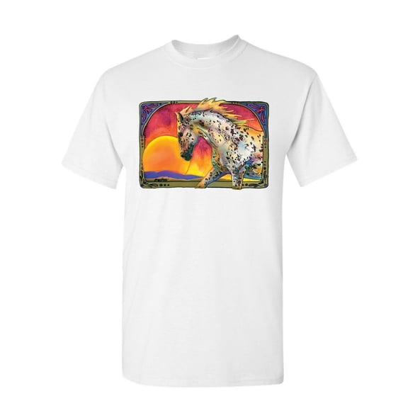 Tee Hunt Horse Prancing in Sunset T-Shirt Animal Wildlife Mare Stallion Mens Shirt, White, Small