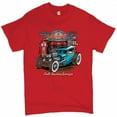 thumbnail image 1 of Tee Hunt Hot Rod Garage T-Shirt Historic Route 66 Old School Drag Racing Men's Tee, Red, Large, 1 of 5
