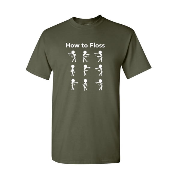 Tee Hunt How to Floss T-Shirt New Dance Backpack Kid Tutorial Funny Trend Mens Shirt, Military Green, Large