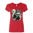 thumbnail image 1 of Tee Hunt Howling Wolf Pack Women's T-Shirt Wild Wilderness Animals Nature Moon Shirt, Red, Small, 1 of 5
