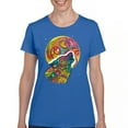 thumbnail image 1 of Tee Hunt Howling Wolf and Moon T-Shirt Dean Russo Colorful Wild Life Women's T-Shirt Tee, Blue, Large, 1 of 5