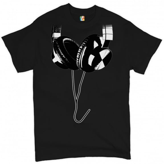 Tee Hunt Huge Hanging Headphones Men's T-Shirt DJ Music Tee