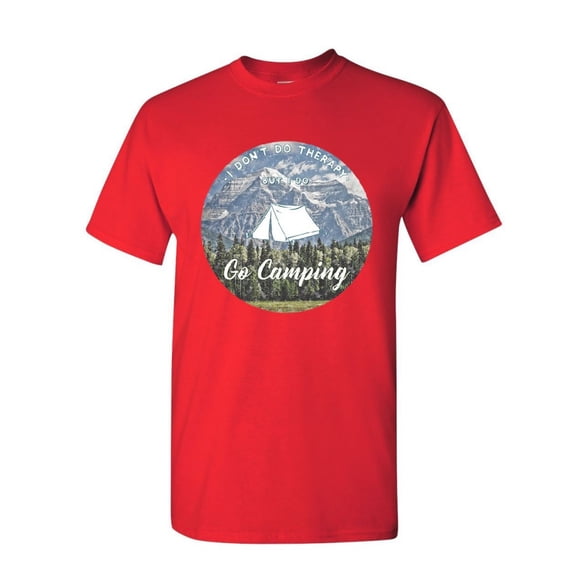 Tee Hunt I Go Camping T-Shirt Therapy is Expensive Nature Wildlife Travel Mens Shirt, Red, 3X-Large