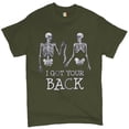 thumbnail image 1 of Tee Hunt I Got Your Back T-Shirt Happy Halloween Spooky Skeletons Men's Tee, Military Green, Large, 1 of 5
