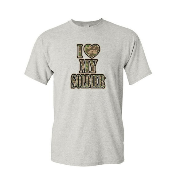 Tee Hunt I Heart My Soldier T-Shirt Cute Camo Army Wife Army Mom Military Mens Shirt, Ash Gray, 3X-Large