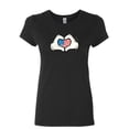 thumbnail image 1 of Tee Hunt I Heart USA Cartoon Hands Women's T-Shirt 4th of July Cute American Flag Shirt, Black, XX-Large, 1 of 5