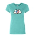 thumbnail image 1 of Tee Hunt I Heart USA Cartoon Hands Women's T-Shirt 4th of July Cute American Flag Shirt, Light Blue, X-Large, 1 of 5