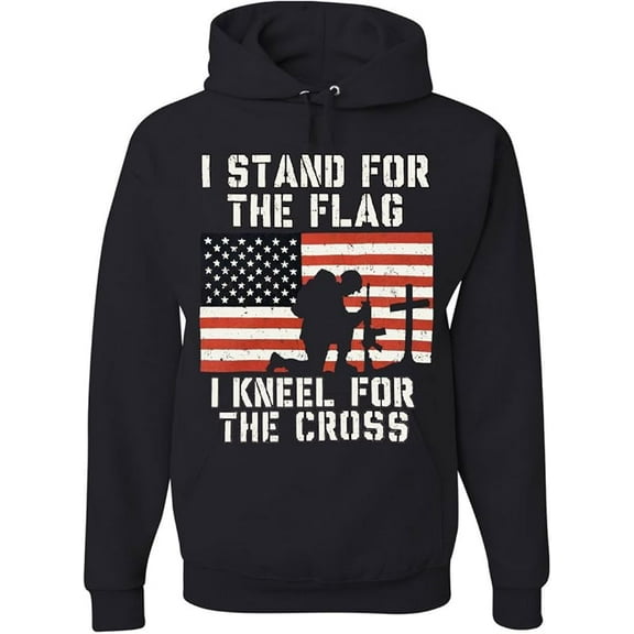 Tee Hunt I Stand for The Flag I Kneel for The Cross Hoodie Patriotic Military