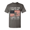 thumbnail image 1 of Tee Hunt I Stand for The Flag I Kneel for The Fallen T-Shirt Patriotic Military, Charcoal, Large, 1 of 5