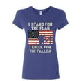 thumbnail image 1 of Tee Hunt I Stand for The Flag I Kneel for The Fallen Women's T-Shirt Patriotic, Blue, X-Large, 1 of 5