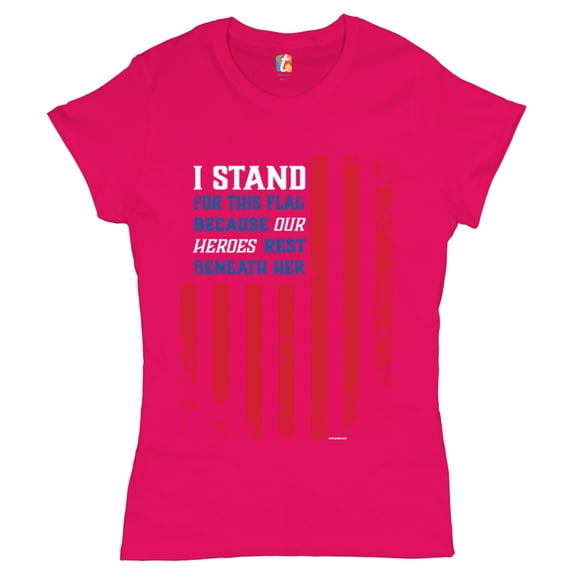 Tee Hunt I Stand for This Flag T-Shirt Patriotic Veteran's Day American Flag Women's T-Shirt Tee, Pink, X-Large