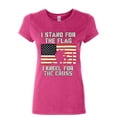thumbnail image 1 of Tee Hunt I Stand for the Flag I Kneel for the Cross Women's T-Shirt Patriotic, Pink, Large, 1 of 5