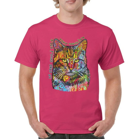 Tee Hunt If Cats Could Talk They Wouldn't T-Shirt Cute Dean Russo Men's Tee, Hot Pink, 3X-Large