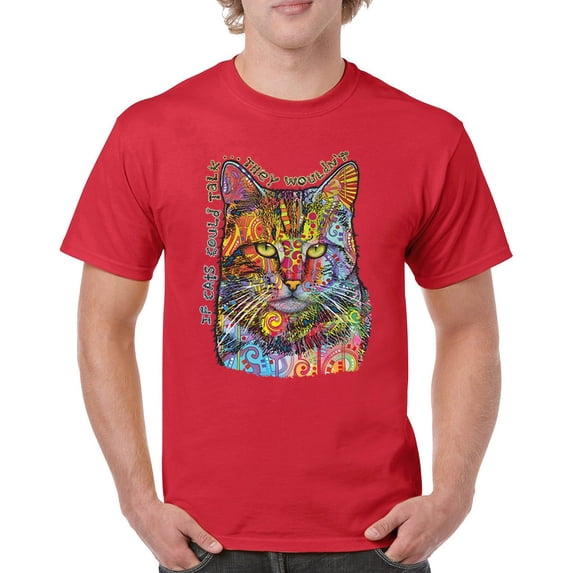 Tee Hunt If Cats Could Talk They Wouldn't T-Shirt Cute Dean Russo Men's Tee, Red, Large
