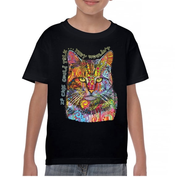 Tee Hunt If Cats Could Talk They Wouldn't Youth T-Shirt Cute Dean Russo Kids