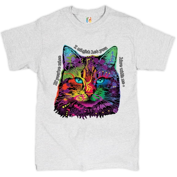 Tee Hunt If You're Nice I Might Let You Live with Me T-Shirt Andy Maxx Cat Men's Tee, Ash Gray, XX-Large