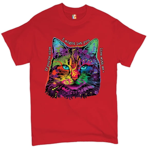 Tee Hunt If You're Nice I Might Let You Live with Me T-Shirt Andy Maxx Cat Men's Tee, Red, XX-Large