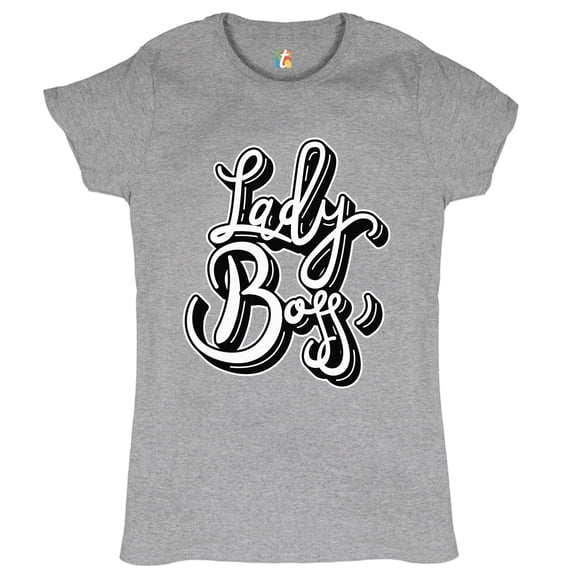 Tee Hunt Lady Boss T-Shrit Badass Mother's Day Girl Power Mom Life Women's T-Shirt Tee, Gray, Medium