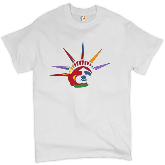 Tee Hunt Lady Liberty T-Shirt Patriotic New York Statue of Liberty July 4th Men's Tee, White, 4X-Large