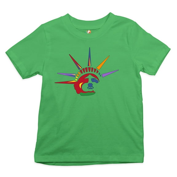 Tee Hunt Lady Liberty Youth T-Shirt Patriotic New York Statue of Liberty July 4th Kids, Green, Small