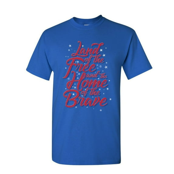 Tee Hunt Land of The Free Home of The Brave T-Shirt 4th of July Patriotic Mens Shirt, Blue, 4X-Large
