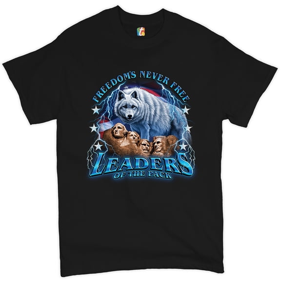 Tee Hunt Leaders of The Pack T-Shirt Mount Rushmore 4th of July Freedom Men's Tee, Black, Medium