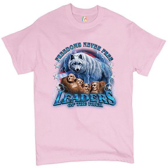 Tee Hunt Leaders of The Pack T-Shirt Mount Rushmore 4th of July Freedom Men's Tee, Light Pink, Medium