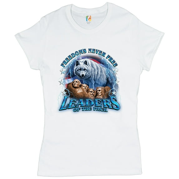 Tee Hunt Leaders of The Pack T-Shirt Mount Rushmore 4th of July Freedom Women's T-Shirt Tee, White, 3X-Large